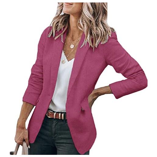 Cicy Bell giacche da abito blazer da donna blazer casual da donna giacche da lavoro a maniche lunghe aperte sul davanti viola xxl