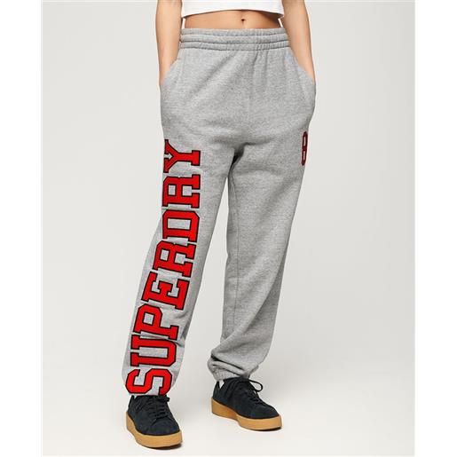 Superdry college logo boyfriend tracksuit pants grigio xs donna