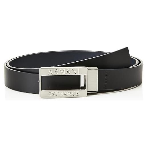 Armani Exchange leather, logo buckle cintura, navy black/blue, taglia unica casual