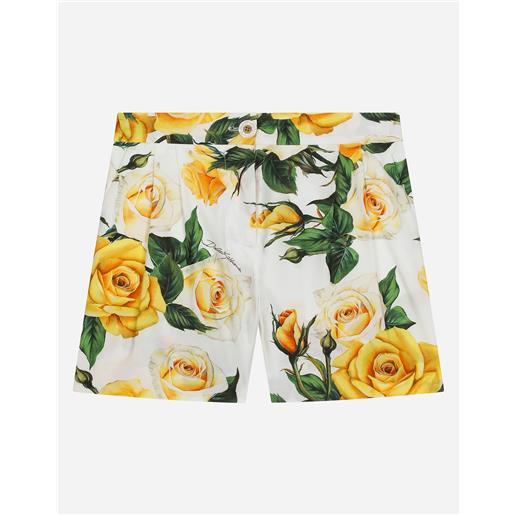 Dolce & Gabbana shorts in popeline stampa rose gialle