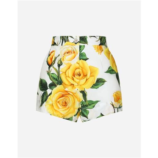 Dolce & Gabbana shorts in cotone stampa rose gialle