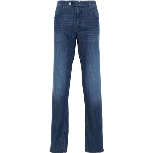 Incotex jeans affusolati con applicazione - blu