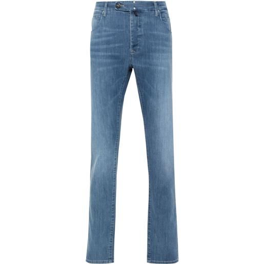 Incotex jeans affusolati con applicazione - blu