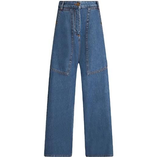 ETRO jeans a gamba ampia pegaso - blu