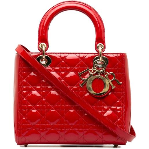 Christian Dior Pre-Owned - borsa a mano cannage lady dior media 2015 - donna - pelle lucida - taglia unica - rosso