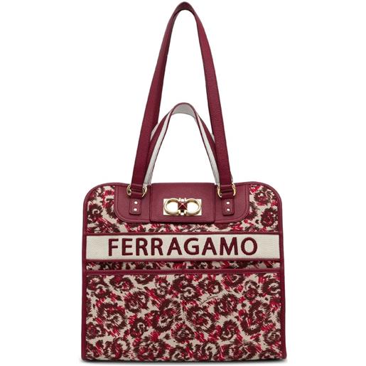 Ferragamo Pre-Owned - borsa tote iconic double gancini 2021 - donna - tela - taglia unica - rosso