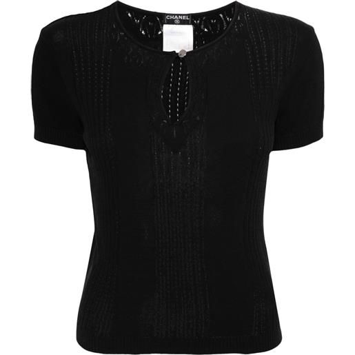 CHANEL Pre-Owned - top traforato 2002 - donna - cotone - 38 - nero