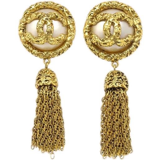 CHANEL Pre-Owned - orecchini a clip cc placcati oro 1993 - donna - placcatura in oro/perle - taglia unica
