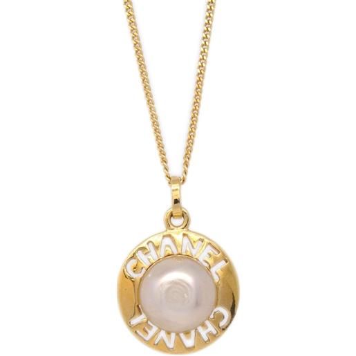 CHANEL Pre-Owned - collana con pendente anni '80-'90 - donna - placcatura in oro/perle - taglia unica