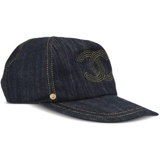 CHANEL Pre-Owned - cappello da baseball denim cc anni '90-2000 - donna - cotone - taglia unica - blu
