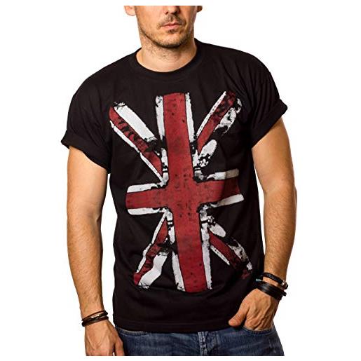 MAKAYA maglietta union jack - vintage t-shirt bandiera inglese uomo nera xxxxl