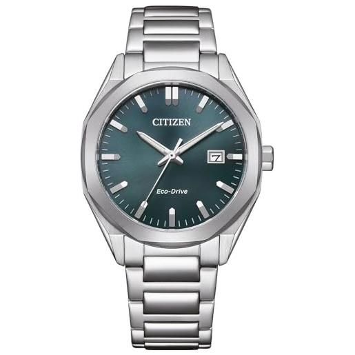 Citizen orologio da uomo eco-drive solar 38 mm con cinturino in acciaio inox argento/verde bm7620-83x, bracciale