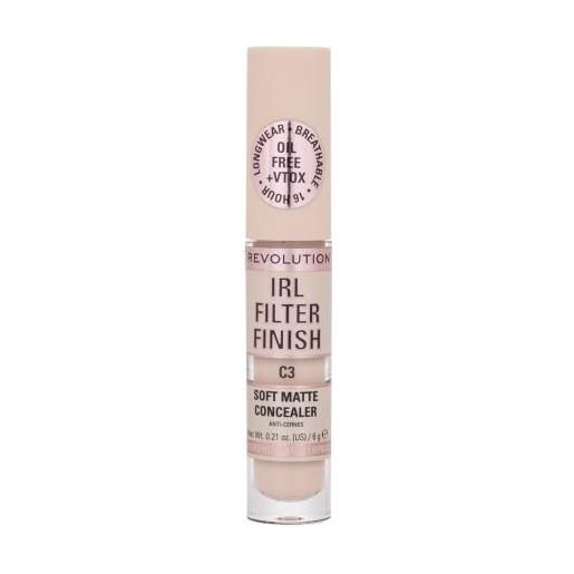 Makeup Revolution London irl filter finish soft matte concealer correttore a lunga durata e a copertura totale 6 g tonalità c3