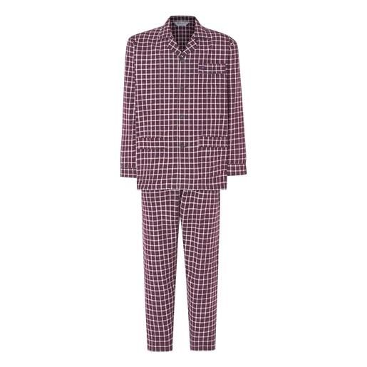 El Búho Nocturno pigiama uomo invernale cotone lungo caldo flanella scacchi giaca bottoni set pigiama intero felpato velluto premium a righe, (pigiama velluto rosso 5723_90), (m)