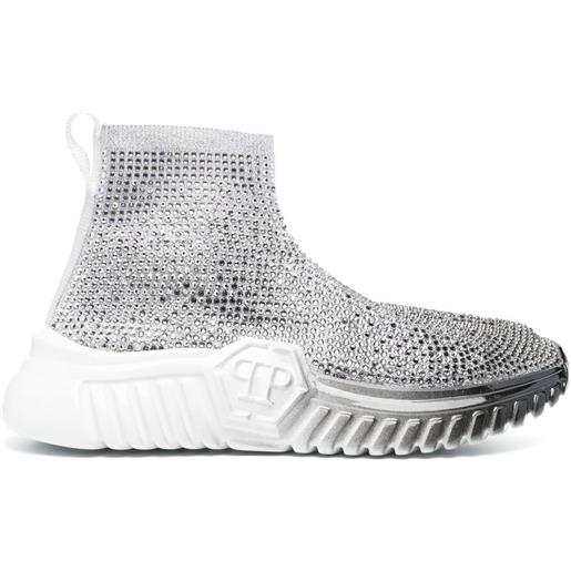 Philipp Plein sneakers a calzino runner con decorazione - bianco