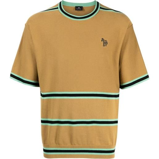 PS Paul Smith t-shirt a righe - marrone