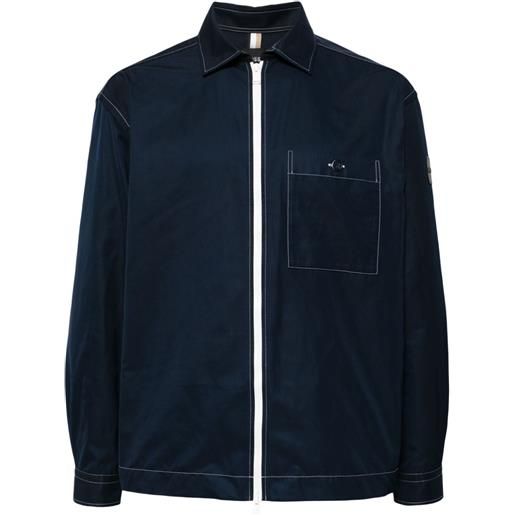 BOSS giacca-camicia con cuciture a contrasto - blu