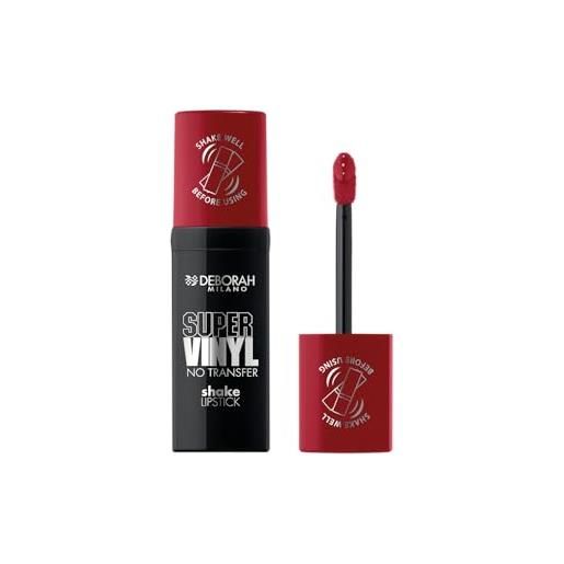 Deborah milano - super vinyl shake lipstick rossetto liquido vinilico, n. 5 ruby red, colore intenso e no transfer, dona labbra viniliche e impeccabili fino a 16 ore, 4ml