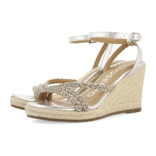 GIOSEPPO menfi, sandalo espadrillas con zeppa donna, argento, 40 eu
