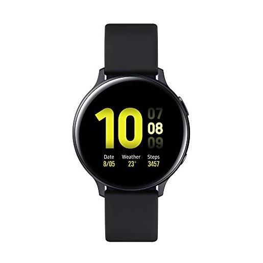 Samsung galaxy watch active2 smartwatch bluetooth 44 mm in alluminio e cinturino sport, con gps, sensore di frequenza cardiaca, tracker allenamento, ip68, nero (aluminium black), versione italiana