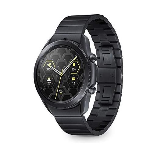 Samsung galaxy watch3 smartwatch bluetooth, cassa 45mm e cinturino in titanio, saturimetro, rilevamento cadute, monitoraggio 40 sport, 53,8g, batteria 340 m. Ah, ip68, mystic black [versione italiana]