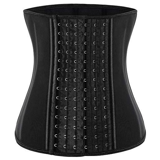 ECOWALSON corsetto modellante waist trainer da donna, corsetto pancia piatta, con estensore con supporti in acciaio - nero - medium