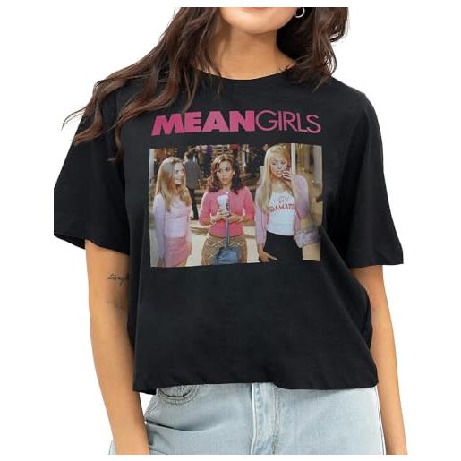 suggestion mean girls group, maglietta da donna con taglio squadrato, nero , m