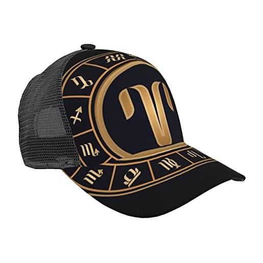 Generic cappello da baseball per uomo donna estate maglia cappellini papà camionista cappuccio nero - simbolo zodiacale ariete nero