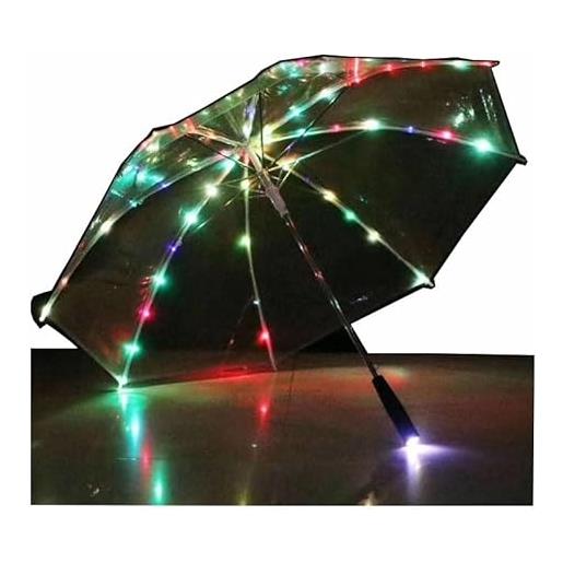 HEPYLAIFU ombrello trasparente ombrelli trasparenti luminosi a led con torcia elettrica, regali di natale for feste di compleanno (color: c, size: 23)