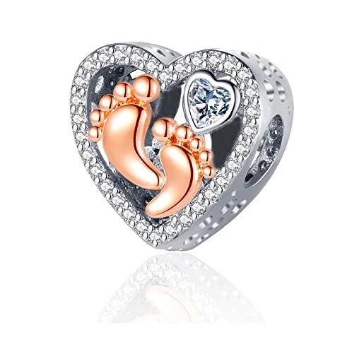 RMMY charm love & heart baby paws charm 925 sterling silver pendant dangle beads for european bracelets and necklaces, chriatmas halloween valentine's day birthday jewelry gifts for women & girls