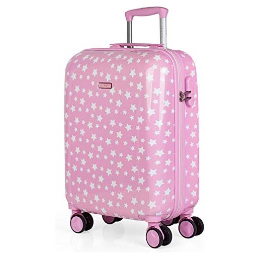 ITACA - trolley valigia bambino da viaggio, bagaglio a mano 55x40x20, per bambini e bambine. Trolley bambino da viaggio 702450, rosa