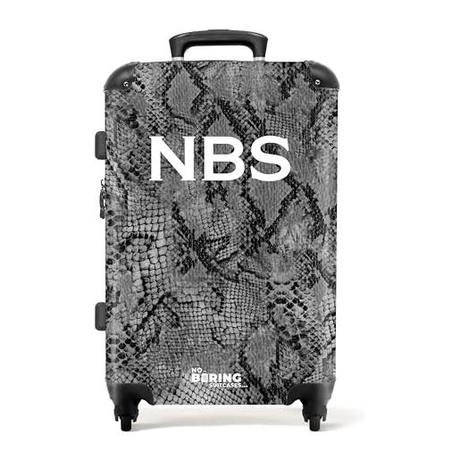 NoBoringSuitcases.com valigia modello, motivo serpente grigio, midsize, bagaglio per bambini