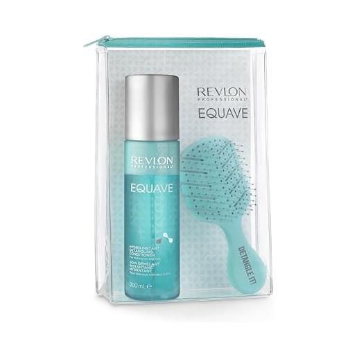 Revlon professional equave hydro detangling conditioner set regalo, balsamo con spazzola districante, senza risciacquo, per capelli normali/secchi, 200 ml