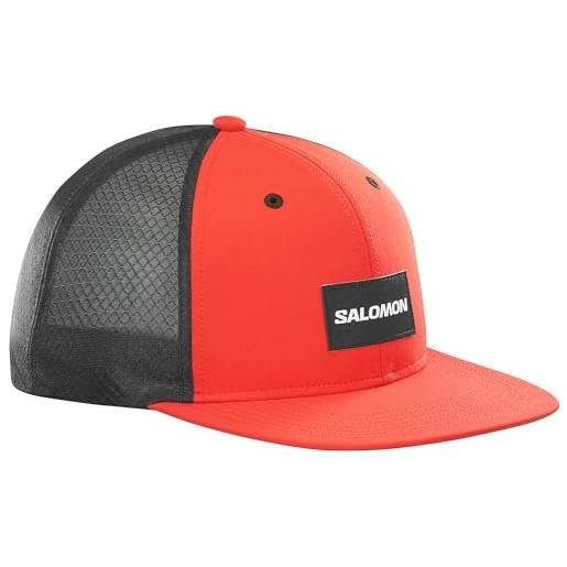 Salomon trucker cappellino trail running escursionismo mtb unisex piatto, stile audace ma versatile, contenuto riciclato, comfort e traspirabilità, arancione, m/l