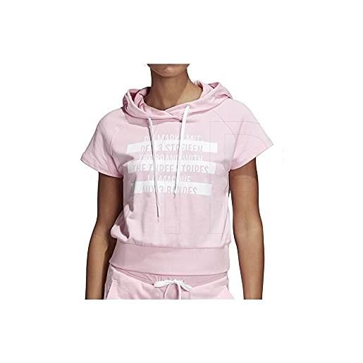 adidas women's sport id hoodie, felpa con cappuccio donna, true pink/bianco, xs 36-38