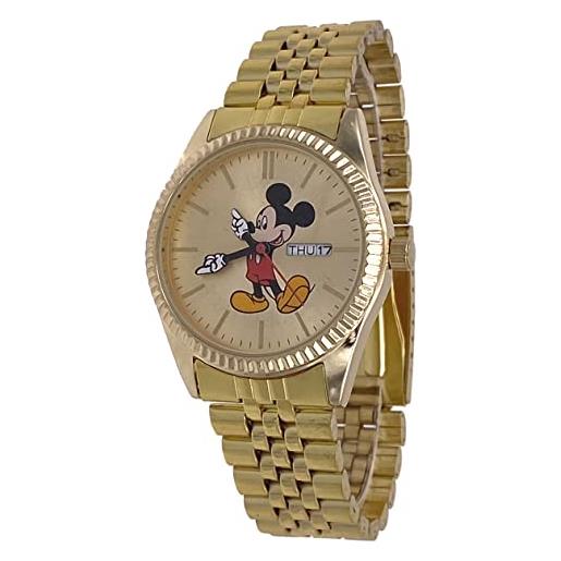 Disney mk8186 - orologio analogico a 3 lancette con topolino classico, color oro, oro, bracciale