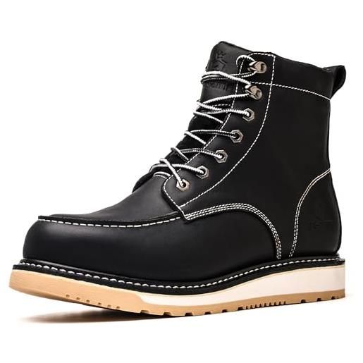 SL-Saint handmade soft moc toe impermeabile goodyear-welted boots 6 '' classic full grain leather (marrone, 39)