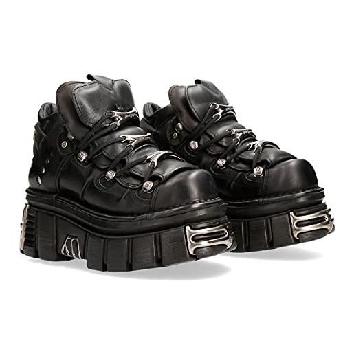 New Rock scarpe new rock 106 stivaletti uomo nero con piattaforma e ornamenti metallic urban black shoes m. 106-s112, nero , 42 eu