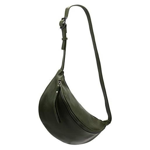 SH Leder fania g697 - borsa da donna in vera pelle a tracolla, unisex, per festival, viaggi, taglia media, 37 x 21 cm, verde oliva, grande