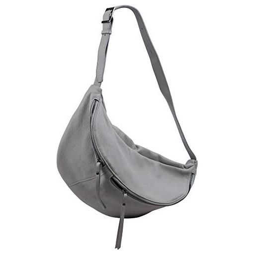 SH Leder daniela g768 - borsa da donna unisex in vera pelle, 49 x 28 cm, grigio finestra, grande, marsupio