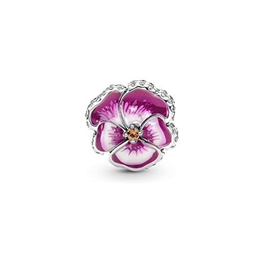 RMMY pink pansy flower charms ciondolo con in argento sterling 925 charm bead con pendente con compatibile con europei bracciale collane da donna