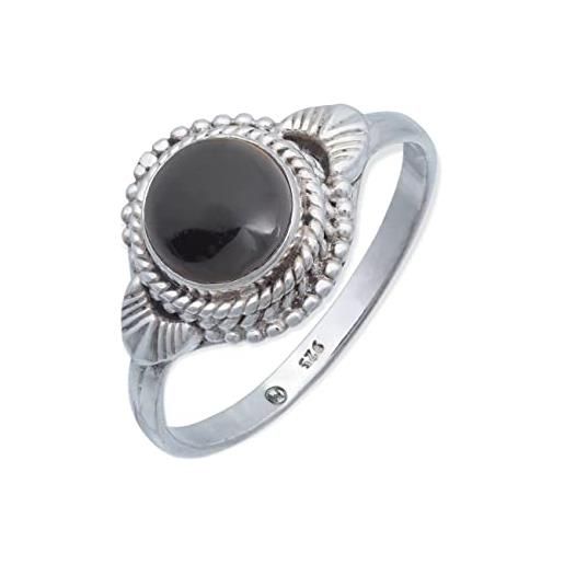 mantraroma anello argento 925 con pietre preziose onice pietra nero argento sterling da donna in vero argento (mrg-153-03-(60))