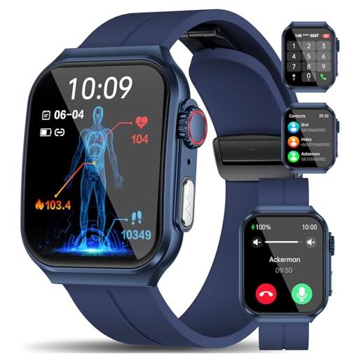Marsyu 2024 nuovo smartwatch uomo con ecg/pressione arteriosa/misurazione febbre, 1,96orologio fitness con 24/7 monitor sonno/cardiofrequenzimetro/spo2/150+modalità sport, orologio sportivo ip68 ios android