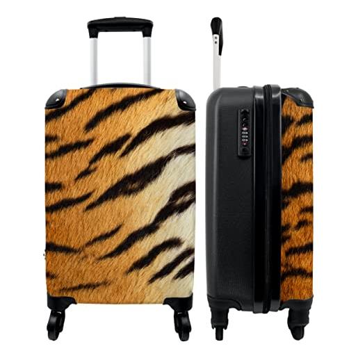 NoBoringSuitcases.com® valigetta trolley bagaglio a mano valigie piccole con 4 ruote - stampa tigre - cappottino - animali - design - bagaglio a bordo