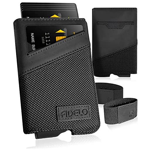 Fidelo portafoglio da uomo minimalista fermasoldi porta carte di credito rfid sottile - portafoglio da uomo in materiale premium, usato