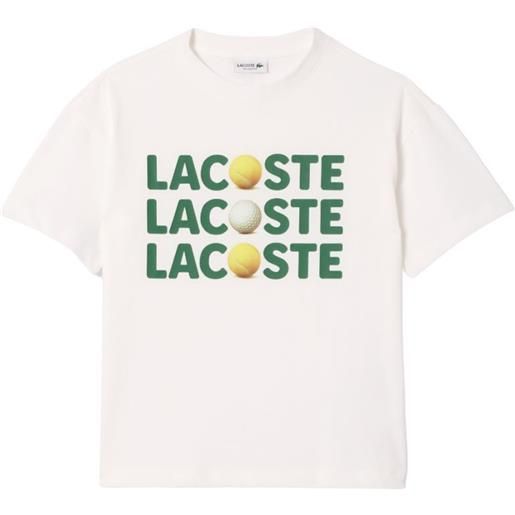 Lacoste maglietta per ragazzi Lacoste kids relaxed fit cotton tennis ball t-shirt - white