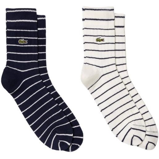 Lacoste calzini da tennis Lacoste short striped cotton socks 2p - navy blue/white