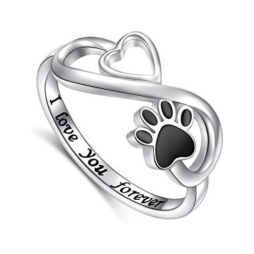 Flyow anelli zampa per cani, zampe di gatto, in argento sterling per donne e ragazze, amanti degli animali, argento sterling