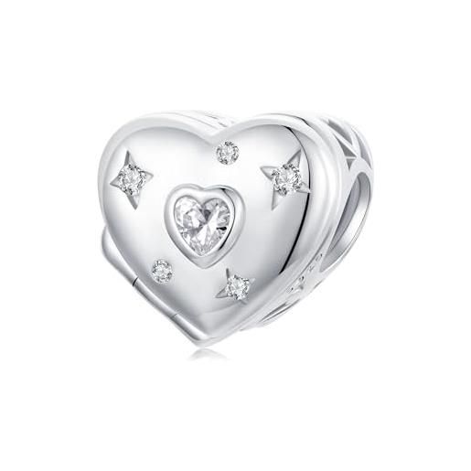 NINGAN 925 argento sterling apertura e chiusura amore perla charm san valentino ladies bracciale charm