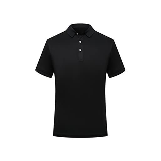 GYSAFJ polo da uomo di affari estivi casual manica corta bavero camicia tinta unita all-match top, nero, xx-large